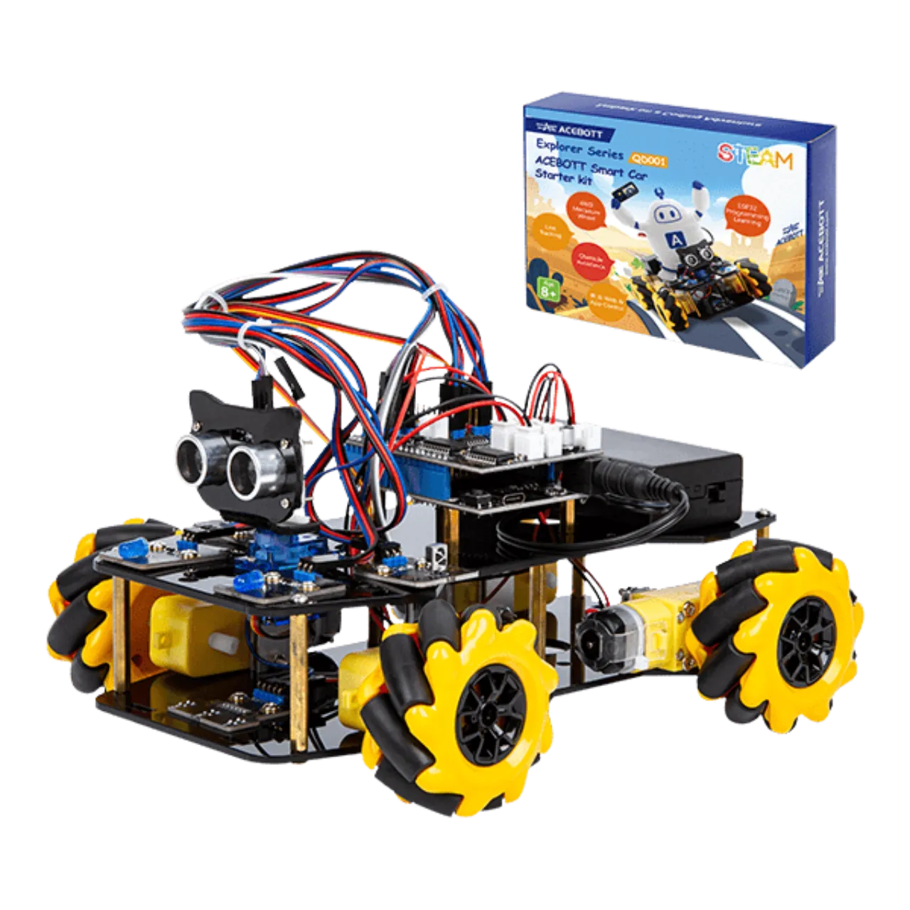 ACEBOTT STEM Robot Car Starter Kit (รุ่น QD001) – รถหุ่นยนต์อัจฉริยะพร้อมบอร์ดควบคุม ESP32
